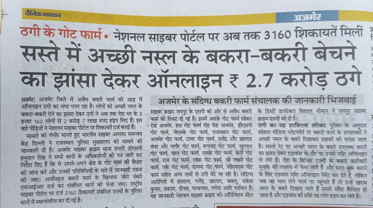 Ajmer Bakra Mandi fraud news Dainik Bhaskar